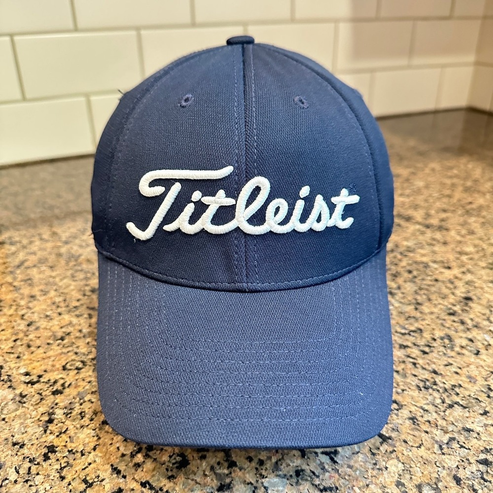 Titleist Baseball Cap Fitted Stretch Fit Navy White Golf Performance Hat